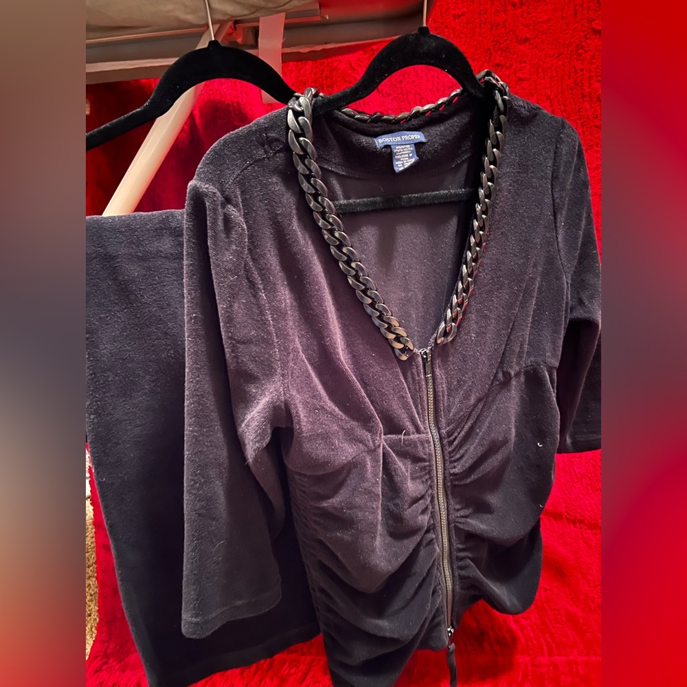 Boston Proper Black Jacket with Chain Accent